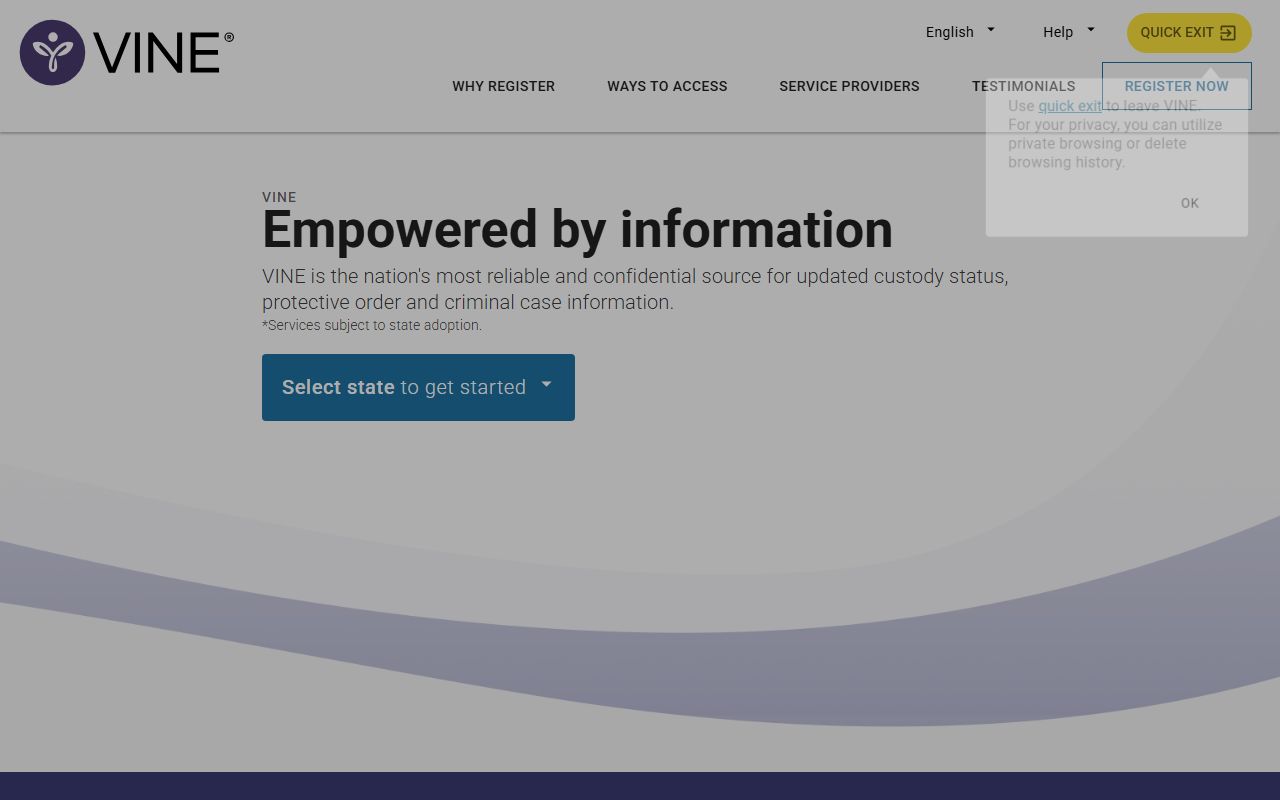 VINELink custody status portal for New London County inmate population data